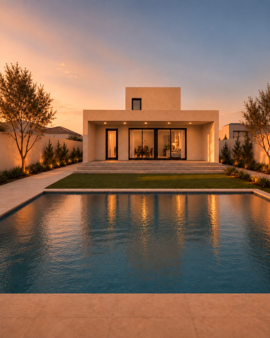 Casa Duna, fachada hacia la piscina