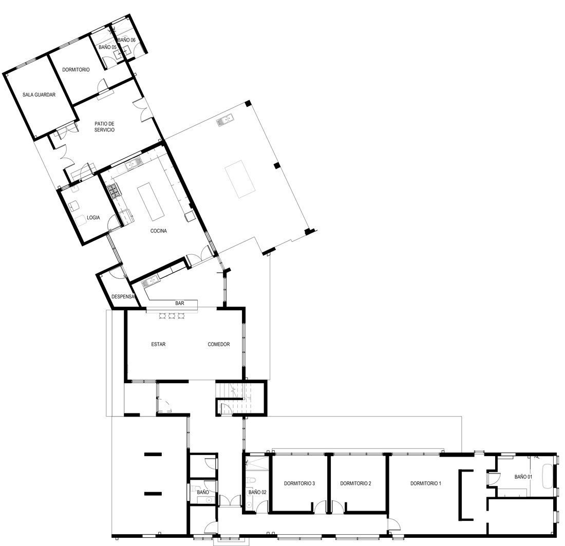 Casa Horizonte, planta de arquitectura, primer nivel