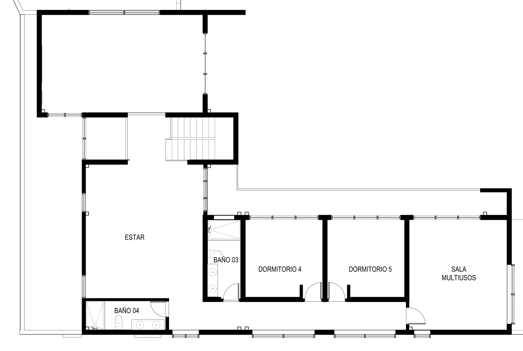Casa Horizonte, planta de arquitectura, segundo nivel