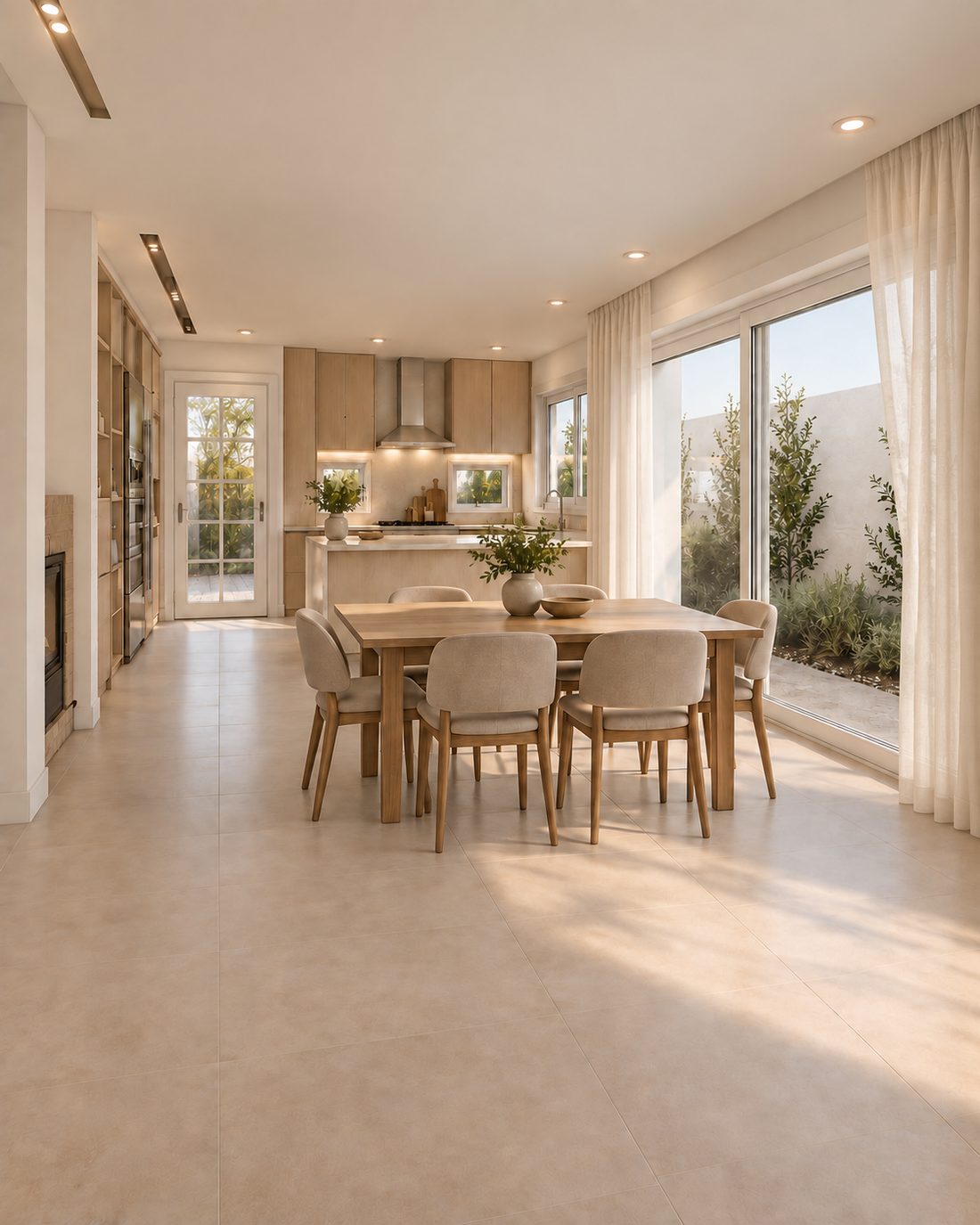 Casa Origen, comedor hacia la terraza