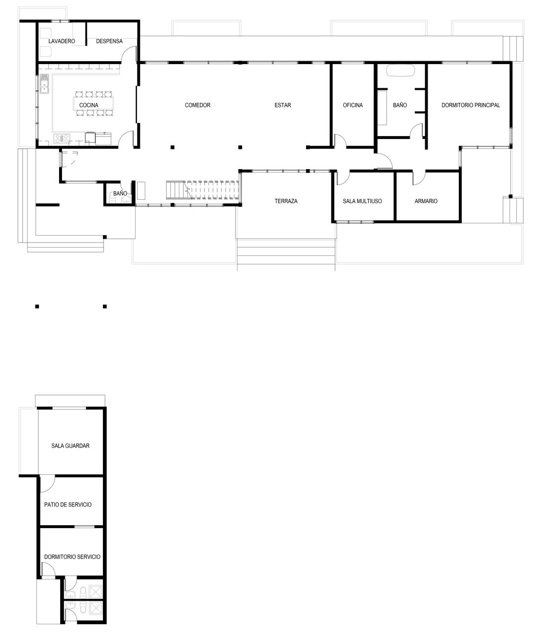 Casa Umbral, planta de arquitectura, primer nivel